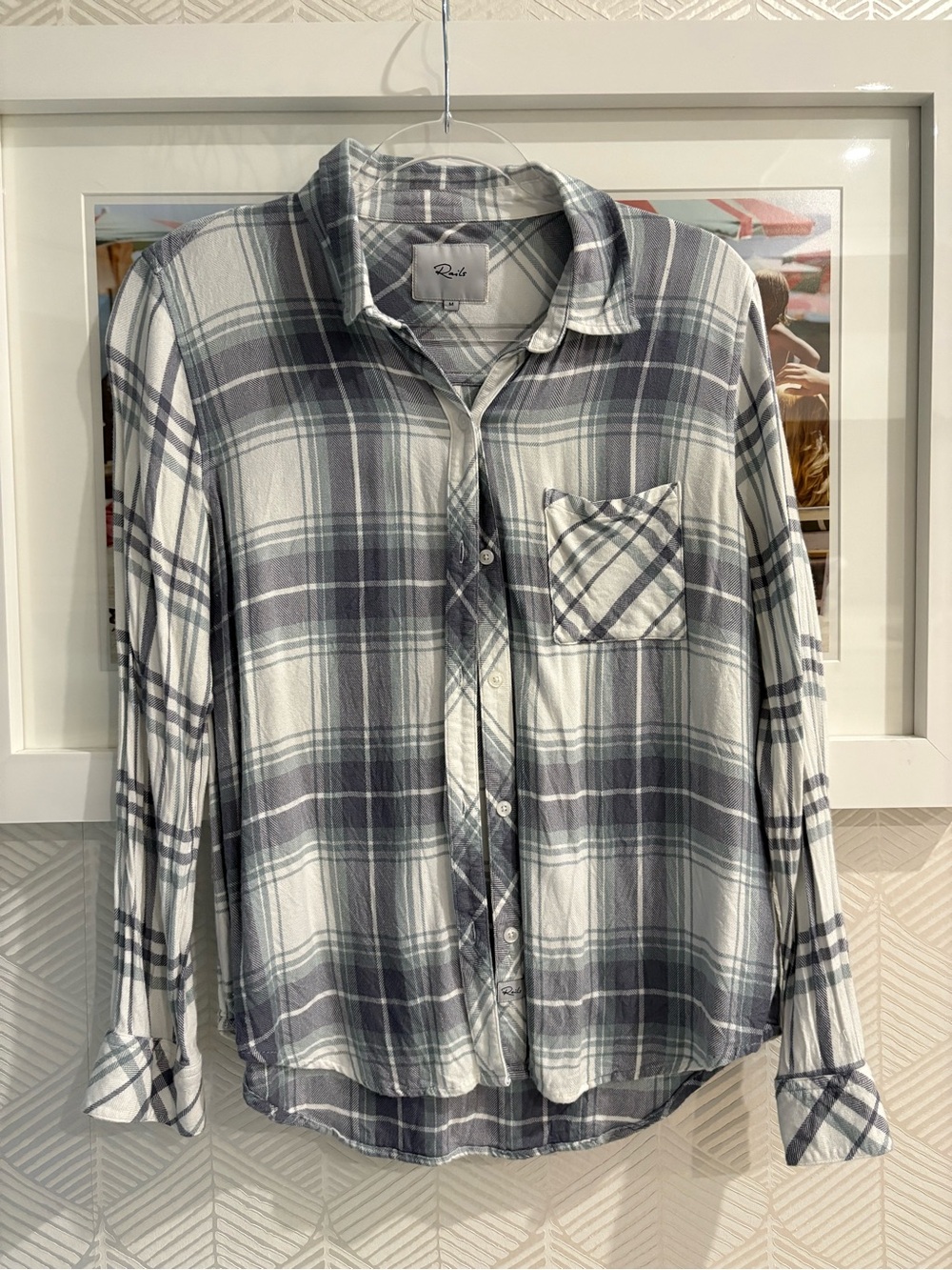 Rails Gray and White Plaid Button-Up Shirt